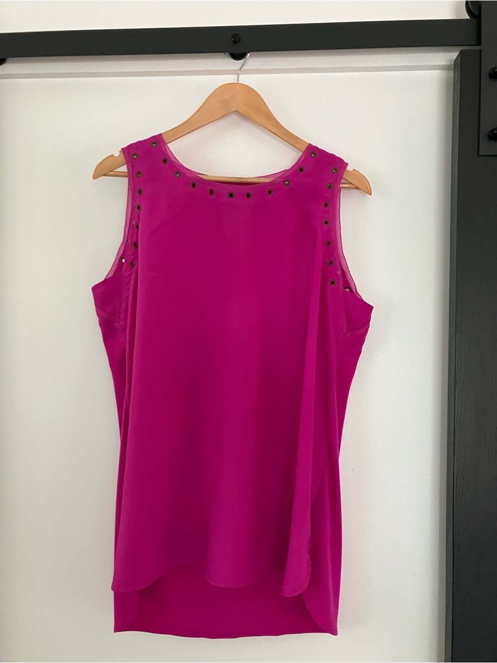 Worthington Fuchsia Eyelet-Trim Sleeveless Shell